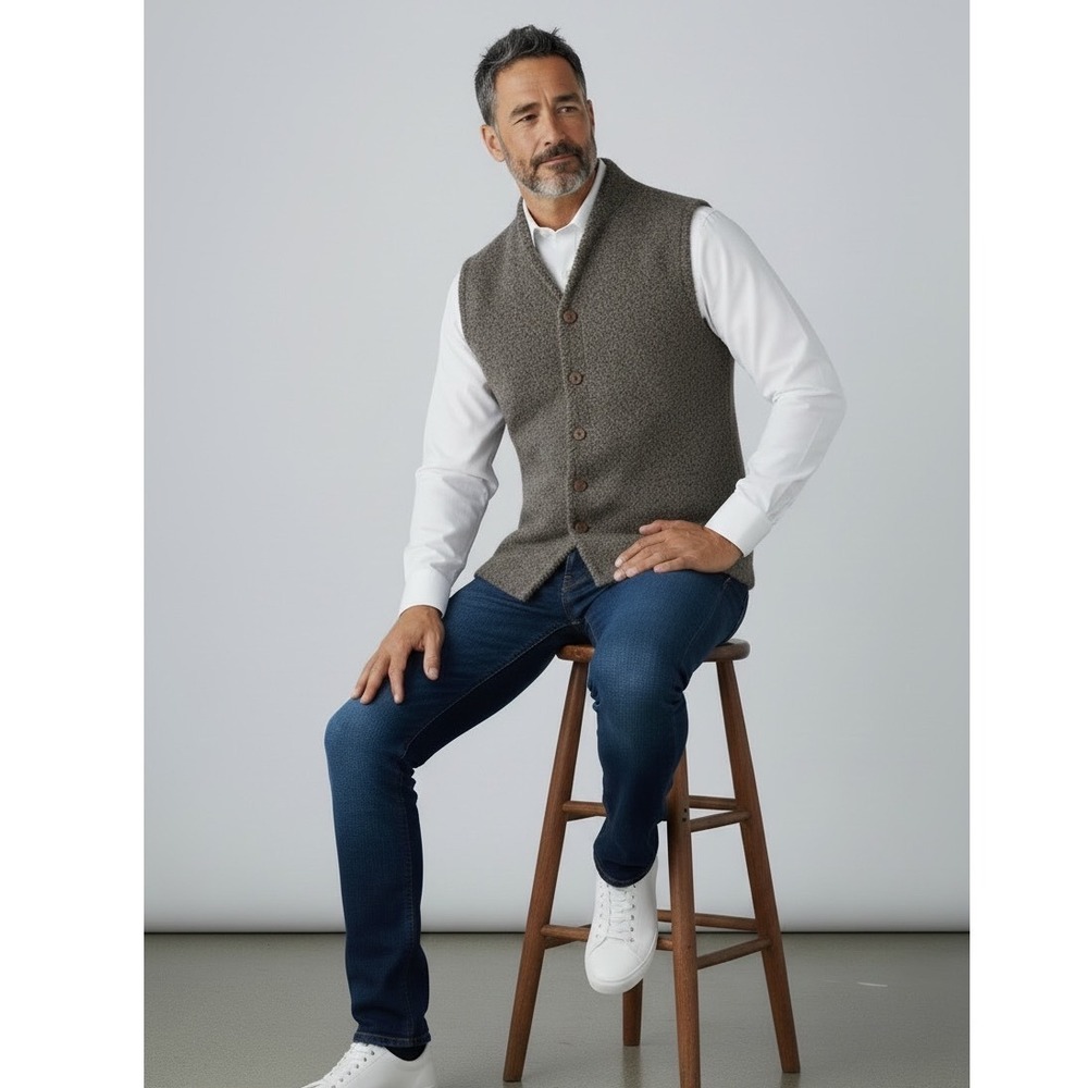 Vintage J.Crew 100% Wool Button Front Sweater Vest Charcoal Grey Old Money XL